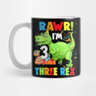 Kids Three Rex Birthday Party Outfit Dinosaur 3 Year Old Boy Mug